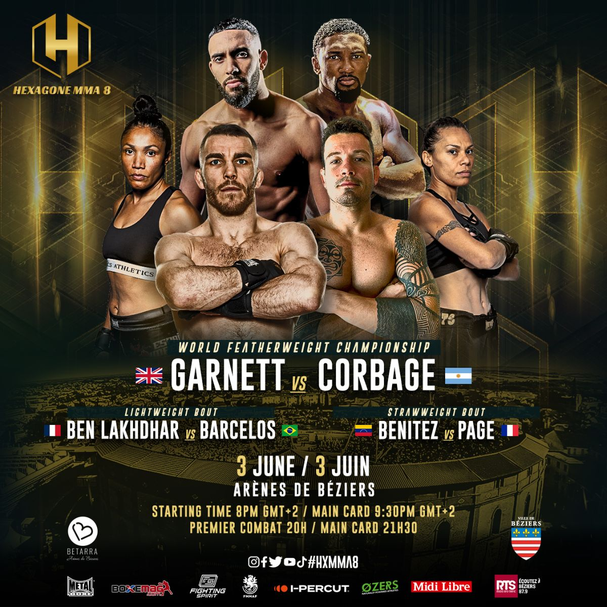 HEXAGONE MMA 8 Garnett vs Corbage live stream on DAZN on June 3